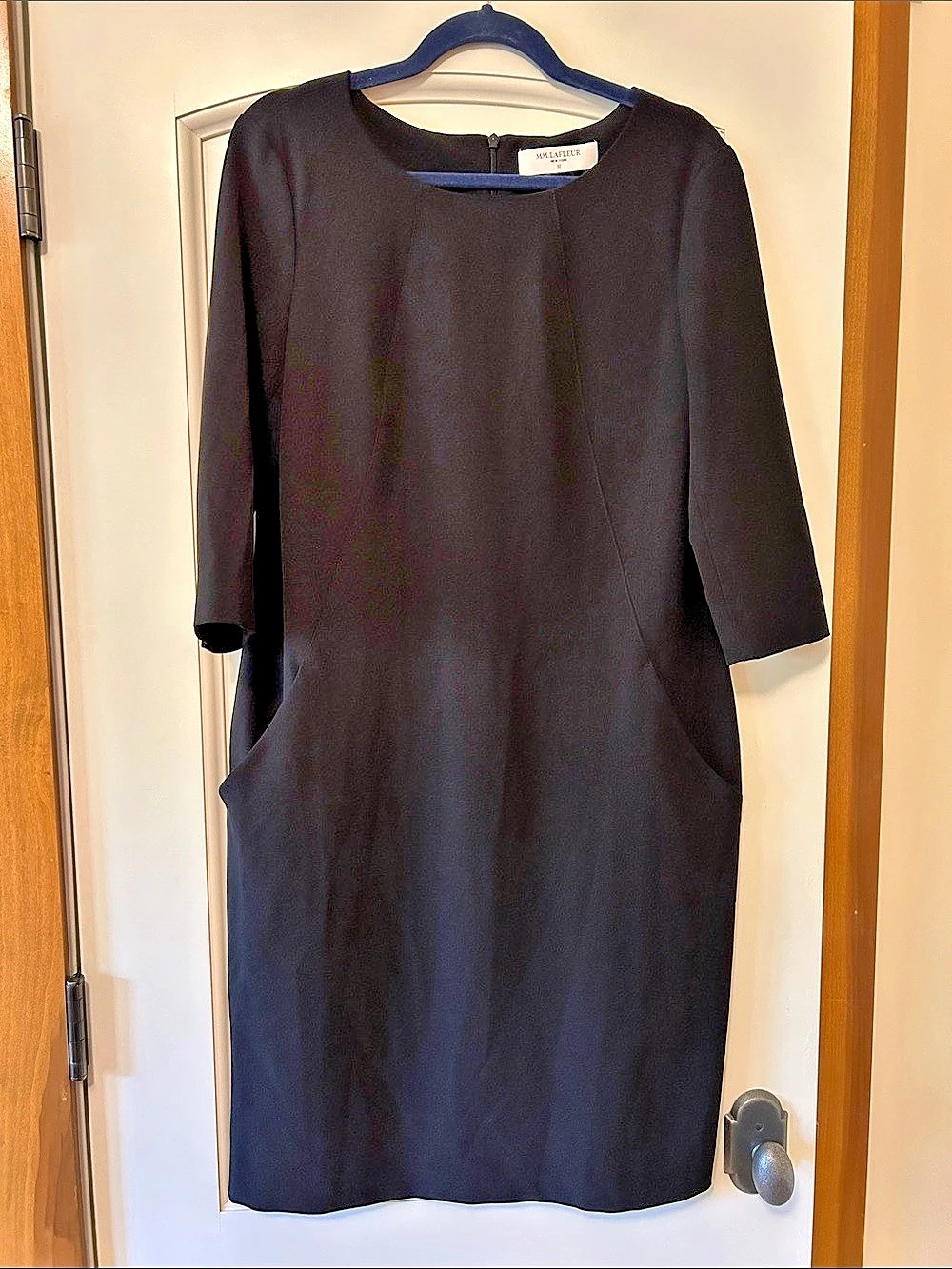 MM.LAFLEUR Black Midi Shift Dress Size 12 Like New
